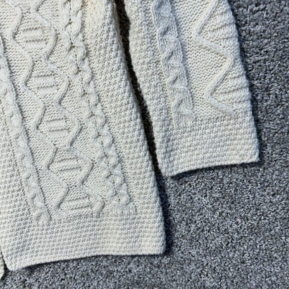 Inis Crafts Aran Knit Cardigan Sweater 100% Merino Wool One Button Closure - Picture 5 of 9